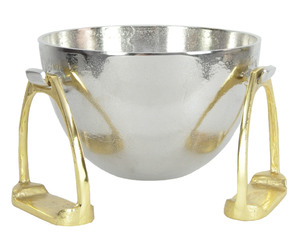 Enfriador de Vino de Lujo para Mesa de Salón, Cuenco Decorativo Grande y Curvo de Plata para Champán con Soporte de Estribo de Caballo Dorado - Product Image 5