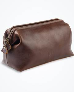 Trousse de Toilette en Cuir Taille Moyenne avec Fermeture Éclair, Étui Cosmétique Durable avec Lettres en Relief, Style Classique - Product Image 1