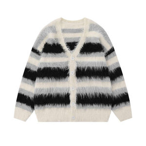 Pull personnalisé en mohair, cardigan pour homme, vêtements de luxe, pull moelleux à manches longues pour l'hiver, fabricant - Product Image 5