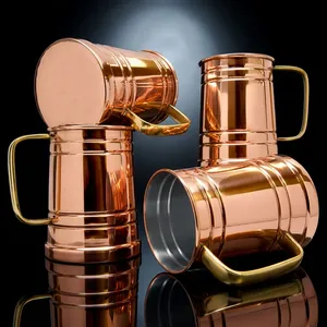 Tasse à boisson en cuivre avec poignée, réutilisable, pour boissons froides, idéale pour les fêtes, les bars, les cadeaux, tasse à eau en cuivre pour la cuisine, tasse en cuivre - Product Image 5