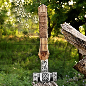 MORTAL SAGA Stainless Steel Hammer Wooden Handle Decorative Engraved Head Heavy Duty <b>Multi</b>-Function Hand <b>Tool</b> 1000g Workshop Use - Product Image 4