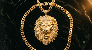Collier Pendentif Médaillon Lion pour Homme, Chaîne en Alliage de Zinc Plaqué Or 14K avec Strass CZ, Bijou Hip Hop Cadeau - Product Image 3
