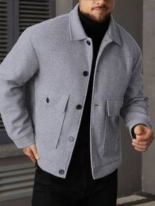 Chaqueta Casual de Lona para Hombre, con Cierre de Cremallera en el Cuello, Bolsillo en el Pecho, Transpirable, Lavable a Máquina, Ropa de Trabajo, Uso Diario Semi-Formal - Product Image 2