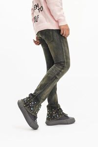 High Quality Cotton Men <b>Jeans</b> American Highstreet Brand Mid-Rise Flare Fit Rhinestone Rivets Vintage Wash Y2K Men's Denim <b>Jeans</b> - Product Image 2