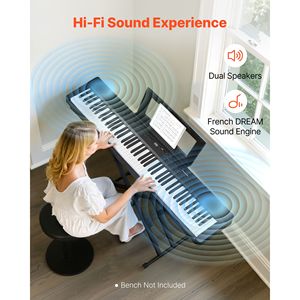 Pianoforte Digitale Compatto a 88 Tasti Pesati con Doppia Tastiera, Altoparlanti, Supporto a X, Pedale Sustain e Funzione di Registrazione - Product Image 3