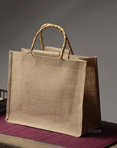 Durable Thick Jute Tote <b>Bag</b> Eco-Friendly Reusable Shopping Carry <b>Bag</b> for Heavy Load and <b>Long</b>-Term Use - Product Image 2