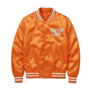 Veste universitaire personnalisée en satin de polyester avec boutons-pression, style baseball, grande taille, vente en gros - Product Image 1