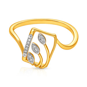 แหวนดอกไม้ประดับเพชรสีทองหรูหราสำหรับผู้หญิง - Product Image 1