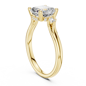 Anillo de compromiso de oro amarillo de 14 quilates para mujer con diamante de laboratorio de corte Asscher, certificado GRA, engastado con puntas, joyería para mujer - Product Image 3