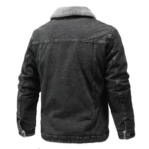 Veste en jean noire pour homme, col rabattu, décontractée, coupe droite, coupe-vent, respirante, en coton lavé épais, pour l'automne - Product Image 2