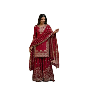 Salwar Kameez Moderno de Estilo Tradicional Indio para Fiestas y Bodas, Top-Dupatta Personalizable y Elegante - Product Image 1