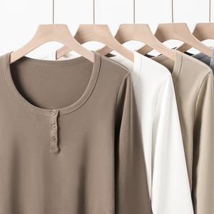T-shirt pull à manches longues pour femme, coupe ajustée, chic et décontracté, col boutonné, style crop top, vente en gros, haute qualité - Product Image 6