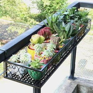 Metal Modern Rust Resistant <b>Hanging</b> Railing Planter Shelf Square Plant Basket Flower Pot Holder Indoor Outdoor Balcony <b>Garden</b> - Product Image 4