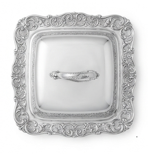 Plat à beurre carré en argent sterling poli Neo Classic avec couvercle, design orné artisanal, vaisselle de cuisine - Product Image 4