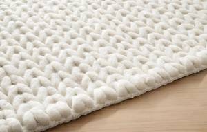 Tapis rectangulaire moderne en laine tressée faite à la main, couleur unie texturée, à poils moyens, antidérapant, style scandinave pour salon - Product Image 3