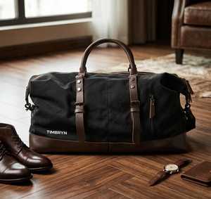 <b>Mens</b> Vintage Canvas Leather Duffel <b>Bag</b> Heavy Duty Travel Weekend <b>Overnight</b> <b>Bag</b> Large Custom Duffle <b>Bag</b> LCDB-0021D - Product Image 2
