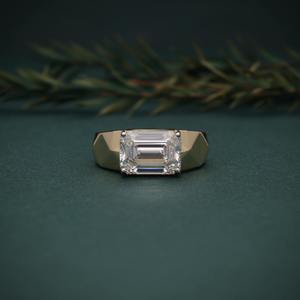 Anillo de Compromiso Unisex con Diamante Cultivado en Laboratorio, Chapado en Oro de 14K, Corte Redondo Geométrico, Estilo Hiphop, AMBER JEWELS, Certificado IGI - Product Image 1