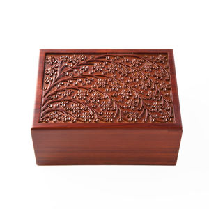 Wood Pet Cremation Urn Floral Embossed <b>Memorial</b> <b>Box</b> for Dogs Funeral Supplies - Product Image 1