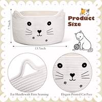 Panier de rangement pour chat en corde de coton tressée, organisateur décoratif pour jouets d'animaux, avec oreilles décoratives, cadeau pour chat et chien, bac à jouets pour chambre d'enfant