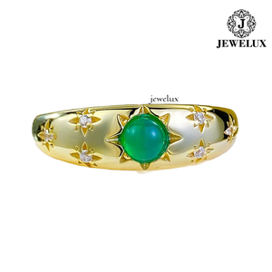 Jewelux Women's Yellow Gold <b>Jade</b> <b>Ring</b> Star Pattern Bezel Setting Classic Gemstone <b>Ring</b> Everyday Wear From India - Product Image 5
