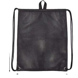 European Market High Quality Customized Firewood Mesh Bag Wholesale Custom Black Polyester Mesh <b>Drawstring</b> <b>Backpack</b> Mesh Bag - Product Image 2