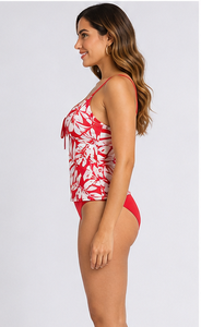 Conjunto de Traje de Baño Tankini Personalizado para Mujer, Estampado Floral Sublimado, Top Corto, Pantalones Cortos de Cintura Alta, Cómodo, Elástico y de Secado Rápido - Product Image 5
