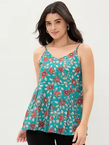 La Mejor Oferta: Top de Tirantes Azul Estampado de Tela Suave para Primavera, Ideal para Salidas Diurnas y Reuniones Informales, Disponible a Precio de Exportación - Product Image 2