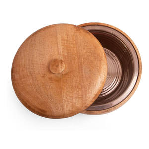 Kitchen Chapati Roti Box <b>Light</b> Brown Wooden Chapati & Roti Casserole Round Shape Durable Serving Box with Flip Top Wooden Lid - Product Image 3