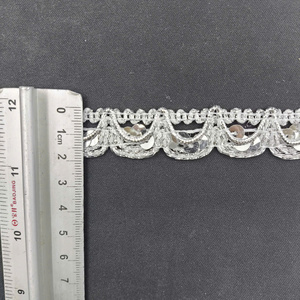 Elegant 2cm Metallic Lace Trim with Chevron Pattern Eco-Friendly <b>Sequin</b> Decoration for Cloth & Gifts - Product Image 3
