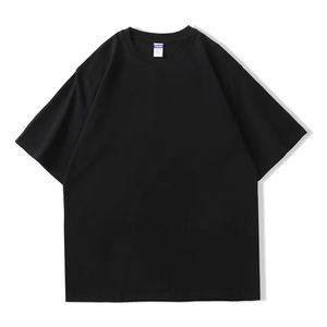 T-shirt décontracté pour homme, noir, à manches courtes, col rond, effet délavé, 100% coton jersey, logo sur le devant, coupe ample, longueur standard - Product Image 1