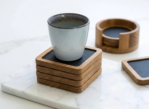 Luxury Wooden Coaster <b>Set</b> Handcrafted from Natural Wood Elegant Design for Stylish Dining and Drink Presentation Natural Color - Product Image 3