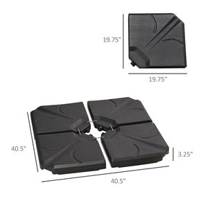 Set di 4 Pezzi per Base Ombrellone da Esterno, Pesi per Ombrellone a Braccio Laterale con Blocco a U, 123 Libbre Capacità d'acqua 158 libbre. Capacità - Product Image 3