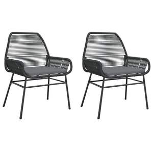 <b>Black</b> PE Rattan Garden Chair With Foam Cushion Steel <b>Frame</b> Outdoor Furniture Contemporary Design Tapered Legs UV Resistant - Product Image 2