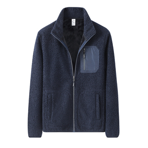Chaqueta de lana con cremallera para hombre, cuello alto, forro sherpa, abrigo de invierno - Product Image 2