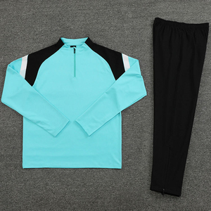 Chándal Deportivo Unisex Negro de Manga Larga con Media Cremallera, Ligero, Transpirable, de Secado Rápido, 100% Algodón, para Otoño, Corte Regular, Color Sólido - Product Image 2