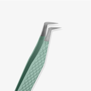 Pince à épiler de précision pour cils, en acier inoxydable, manche vert menthe, pointe lisse, angle de 45 degrés, pour extension de cils - Product Image 2