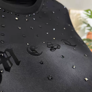 Men's Casual Polyester Front Logo Rhinestone Geometric Pattern Pattern 280 Grams Loose Fit O Neck Short Sleeve Knitted - Product Image 4