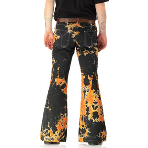 Pantalon évasé tie-dye pour homme, tissé mi-lourd, style décontracté d'été, fermeture boutonnée - Product Image 1