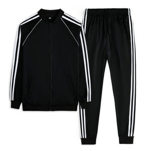 Ensemble de survêtement rouge à fermeture éclair intégrale, col montant, poches latérales, style sportif, vêtement d'automne, unisexe, adulte, coupe classique - Product Image 6