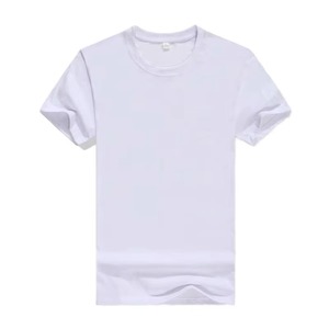 เสื้อยืดคอกลมแขนสั้นสีขาวสำหรับผู้ชาย ผ้าฝ้าย ทรงปกติ สไตล์ลำลอง สีพื้น ผ้าเจอร์ซีย์ถัก ดีไซน์เรียบง่าย - Product Image 2