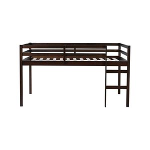 Cama alta de madera maciza de caucho con escalera, estilo loft, tamaño completo - Product Image 5