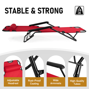 Sedia Pieghevole Reclinabile Estensibile Rossa Portatile a Doppio Uso - Product Image 2