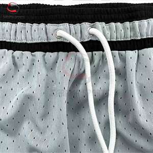 กางเกงบาสเก็ตบอลผู้ชายผ้าโพลีเอสเตอร์สไตล์สตรีทแวร์ลำลองแบบย้อนยุค ตกแต่งด้วยลายปัก พร้อมกระเป๋าซิป - Product Image 3