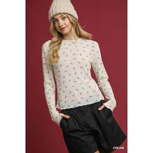 เสื้อถักพิมพ์ลายโบว์น้ำหนักเบาสำหรับผู้หญิงอุมเก้ไซส์ S - Product Image 5