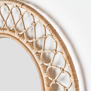 Handwoven Rattan Round Sunburst Wall <b>Mirror</b> Natural Open Weave Frame Decorative Home Decor Wholesale Bulk Eco Friendly Supplier - Product Image 3