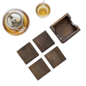 Juego de 4 Posavasos de Madera de Mango Ecológicos, Personalizables, Pintados a Mano, Duraderos y Decorativos - Product Image 1