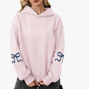 Imprimé tricoté femmes hiver surdimensionné à manches longues anti-boulochage polaire décontracté graphique pull à capuche sweats à capuche - Product Image 4