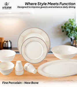 Service de table de luxe 29 pièces en porcelaine fine avec bordure dorée élégante et design texturé raffiné - Product Image 3