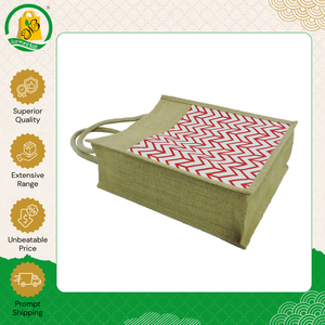 Hot Sale on Top Quality Eco Friendly and Pocket Friendly Jute Shopping Bag with External Pocket with Red Motif Silk Screen Print - Product Image 4