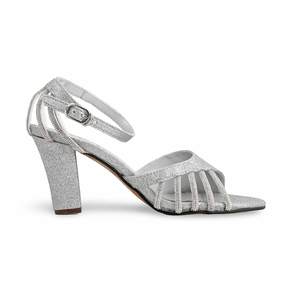 Sandales à talons fantaisie argentées modèle FN5882 - Product Image 4